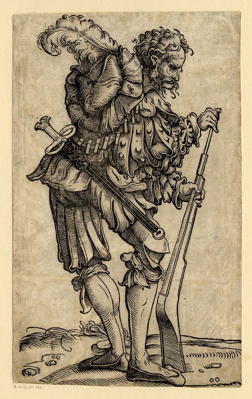 Source-page preview for A Landsknecht cleaning his firearm