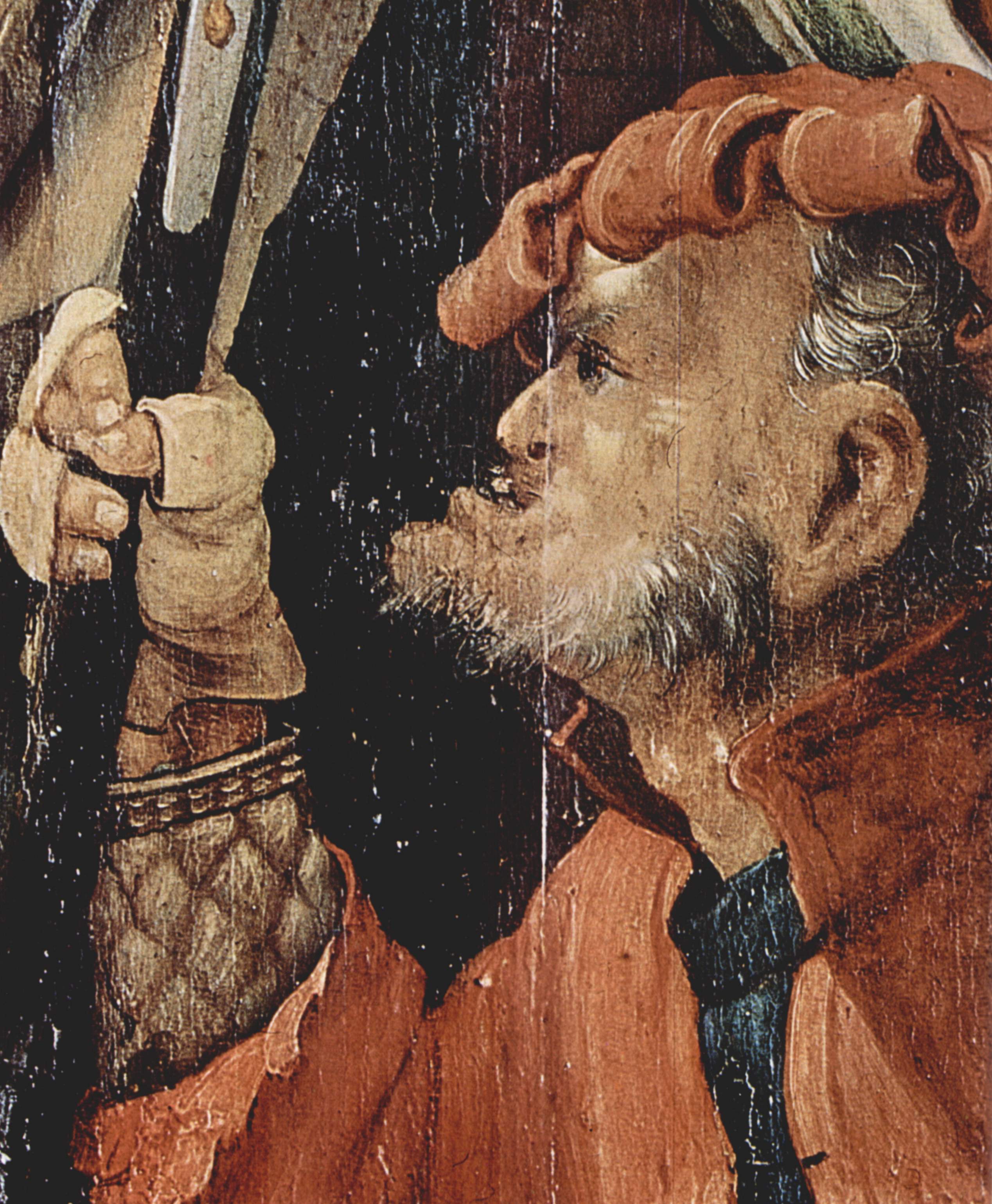 Tauberbischofsheimer Altar, Szene: Fall Christi unter dem Kreuz, Detail by Matthias Grünewald