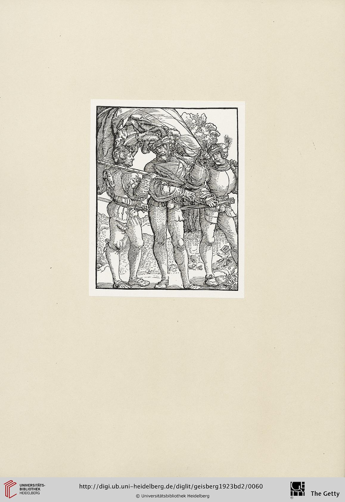 Ein Fähnrich zwischen zwei Landsknechten by Hans Schäufelein