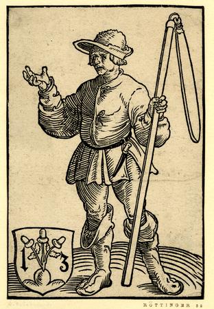 A peasant holding a flail