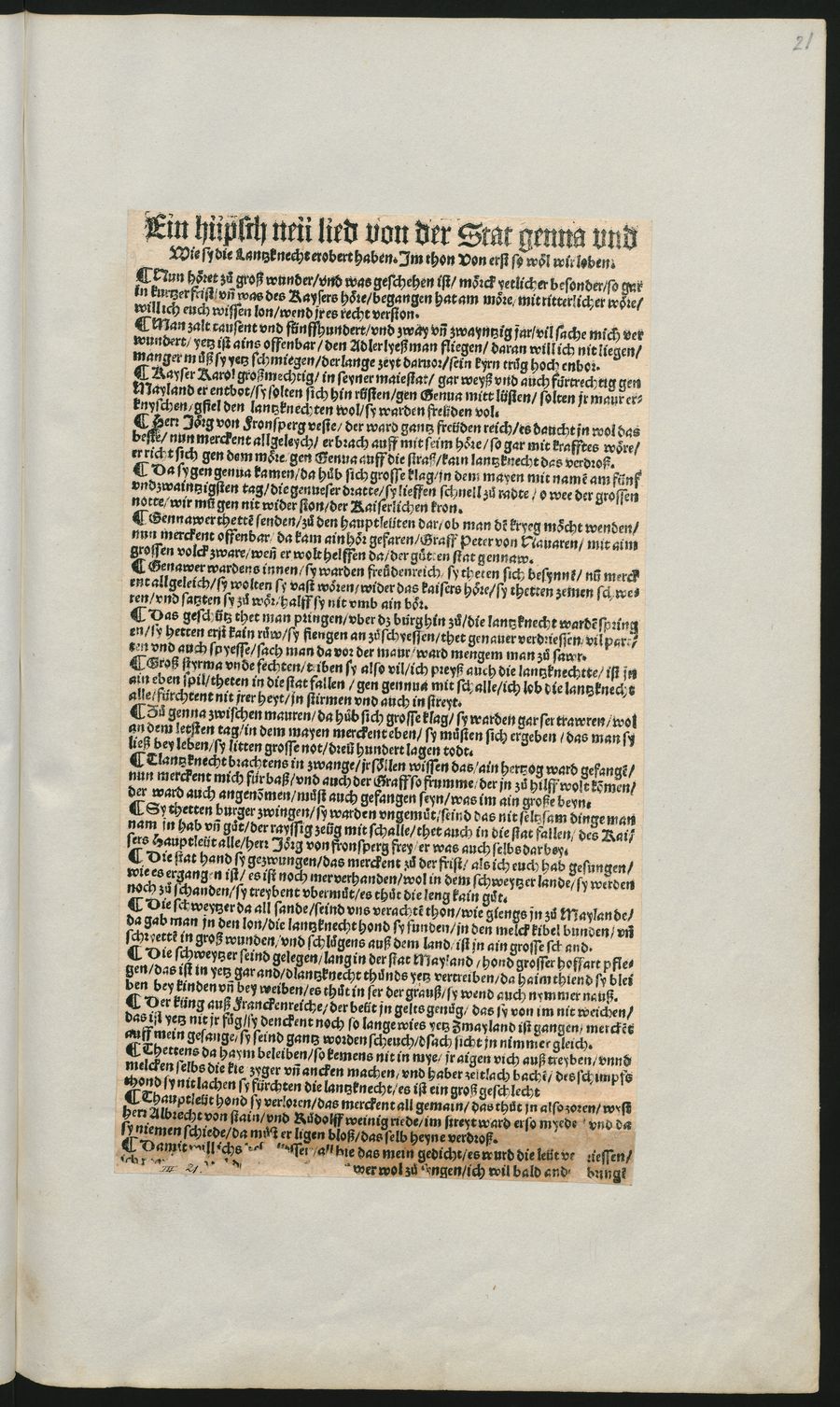 Source-page preview for Ein hüpsch neü lied von der Stat genna
