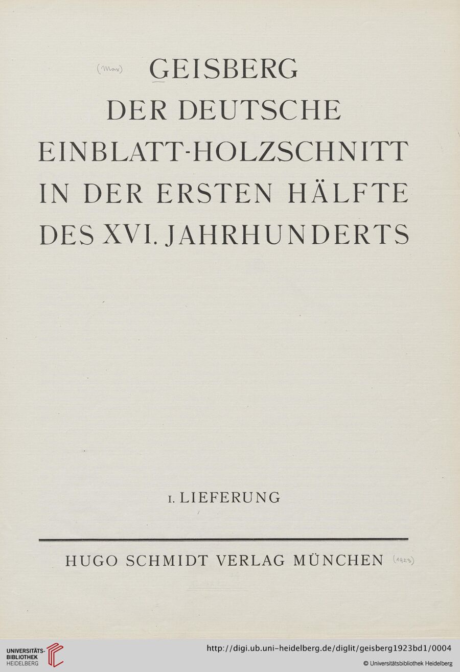 Source-page preview for Max Geisberg — Der deutsche Einblatt-Holzschnitt, volumes 1–9