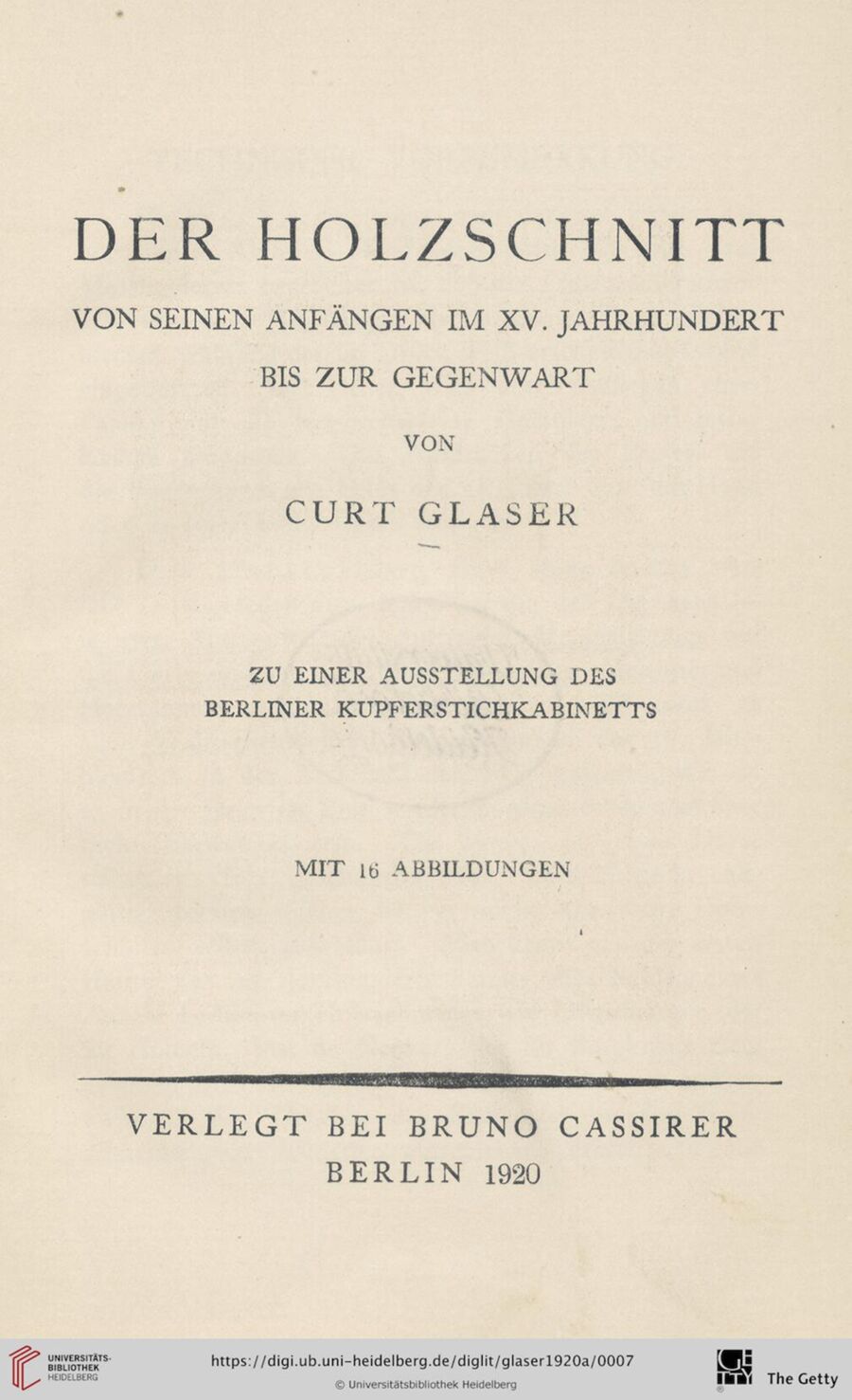 Source-page preview for Curt Glaser — Der Holzschnitt