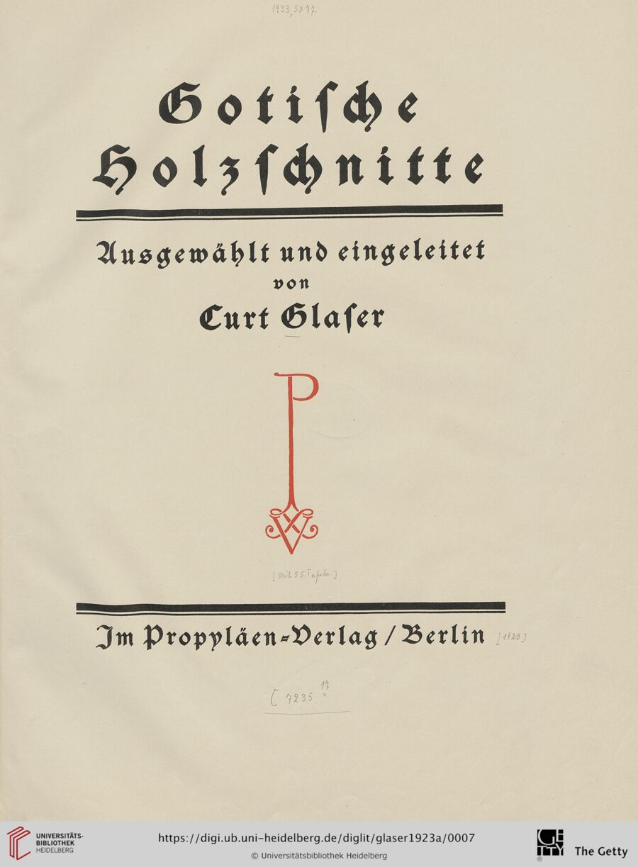 Source-page preview for Curt Glaser — Gotische Holzschnitte
