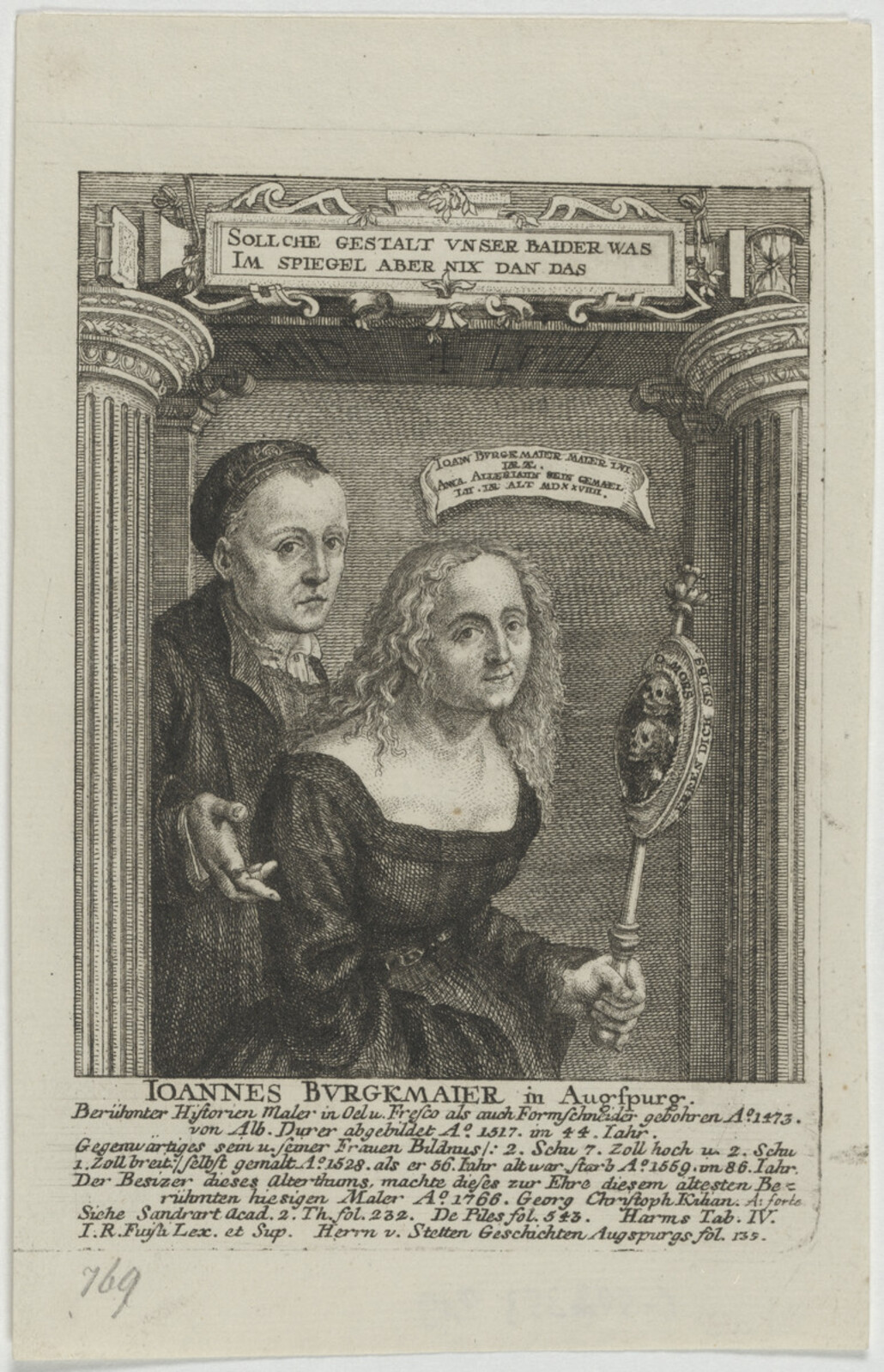 Hans Burgkmair with his wife, Georg Christoph Kilian, after the 1529 double portrait, 1766