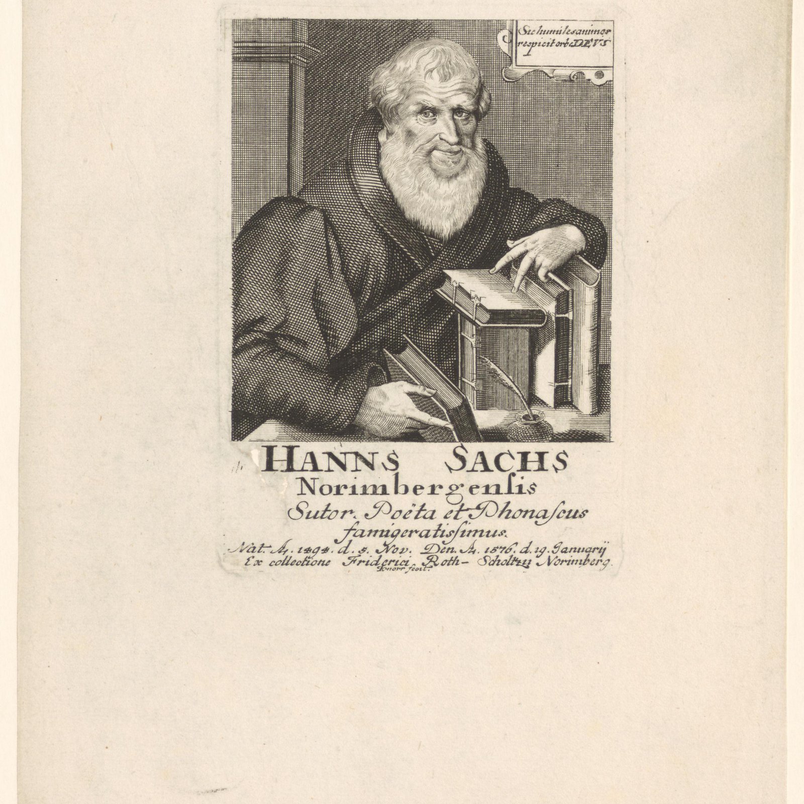Portrait of Hans Sachs, Georg Wolfgang Knorr, 1715–1761