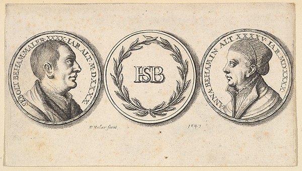 Medallions with portraits of Sebald Beham and Anna Beham, Wenceslaus Hollar, 1647